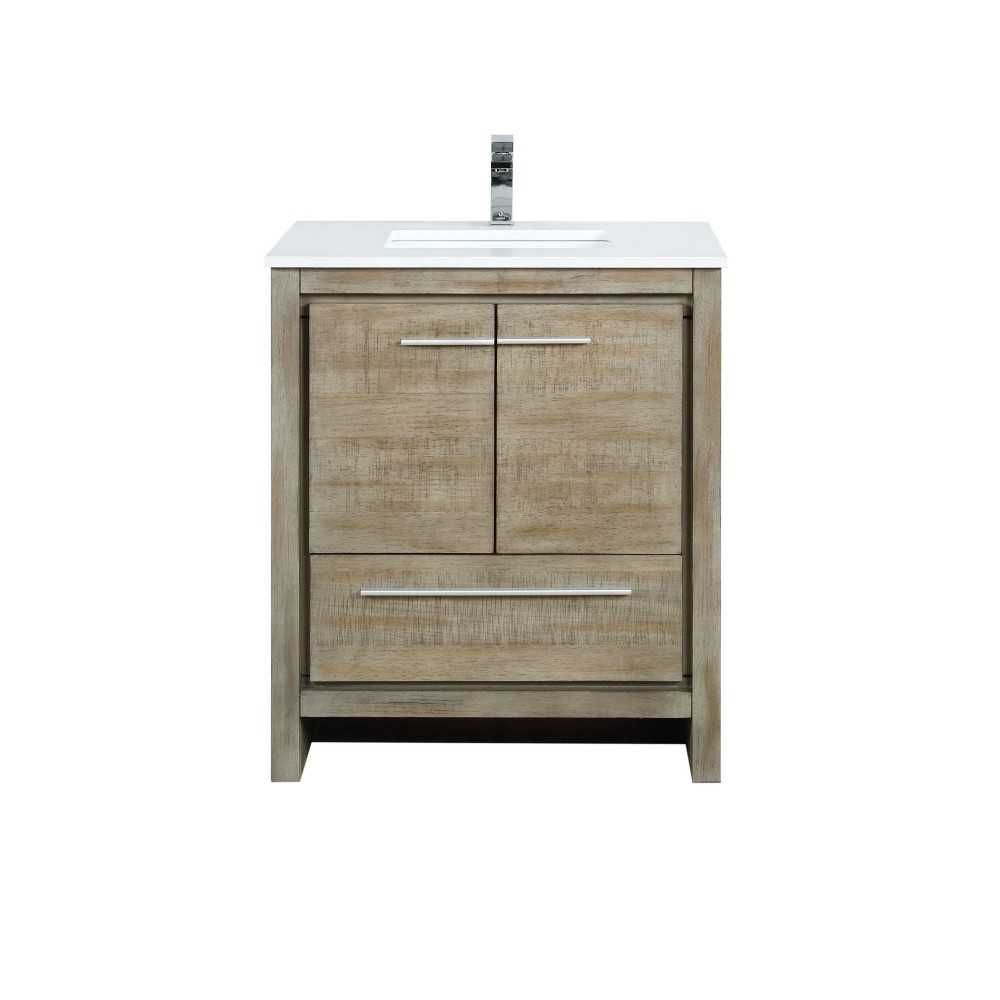 Lafarre 30" Rustic Acacia Bathroom Vanity, White Quartz Top, White Square Sink, and Labaro Rose Gold Faucet Set Lafarre 30" Rustic Acacia Bathroom Vanity, White Quartz Top, White Square Sink, and Labaro Rose Gold Faucet Set