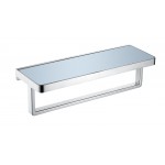 Bagno Bianca Stainless Steel White Glass Shelf w/ Towel Bar - Chrome