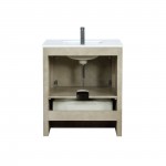 Lafarre 30" Rustic Acacia Bathroom Vanity, White Quartz Top, White Square Sink, and Labaro Rose Gold Faucet Set