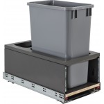 Single 35qt Metal Drawerbox Trashcan Pullout with Grey Bin
