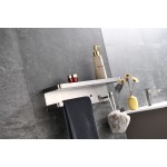 Bagno Bianca Stainless Steel Black Glass Shelf w/ Towel Bar & Robe Hook - Brushed Nickel