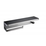 Bagno Bianca Stainless Steel Black Glass Shelf w/ Towel Bar & Robe Hook - Gun Metal