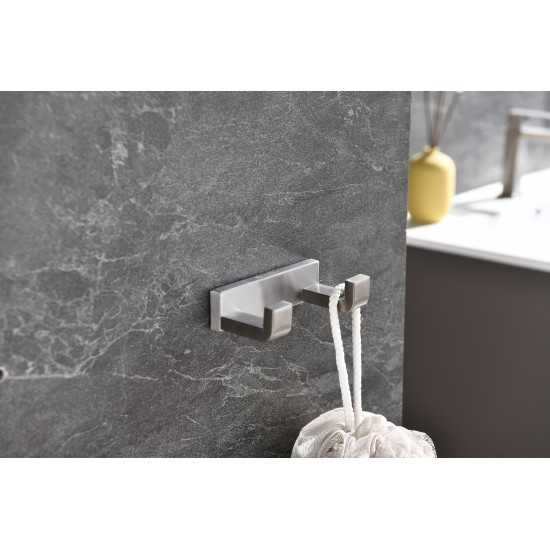 Bagno Bianca Stainless Steel Double Robe Hook - Brushed Nickel