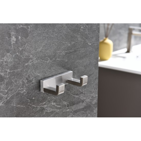 Bagno Bianca Stainless Steel Double Robe Hook - Brushed Nickel