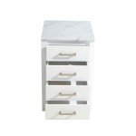 Jacques 20" White Side Cabinet, White Carrara Marble Top