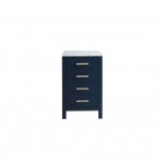 Jacques 20" Navy Blue Side Cabinet, White Carrara Marble Top