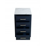 Jacques 20" Navy Blue Side Cabinet, White Carrara Marble Top