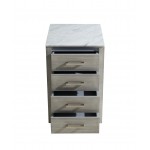 Jacques 20" Distressed Grey Side Cabinet, White Carrara Marble Top