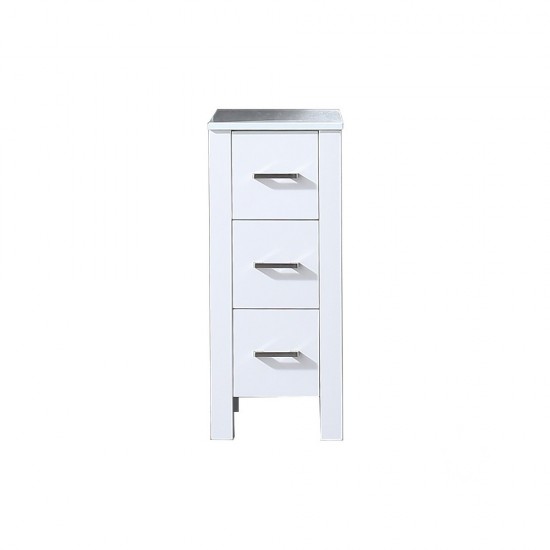 Volez 12" White Side Cabinet, Phoenix Stone Top