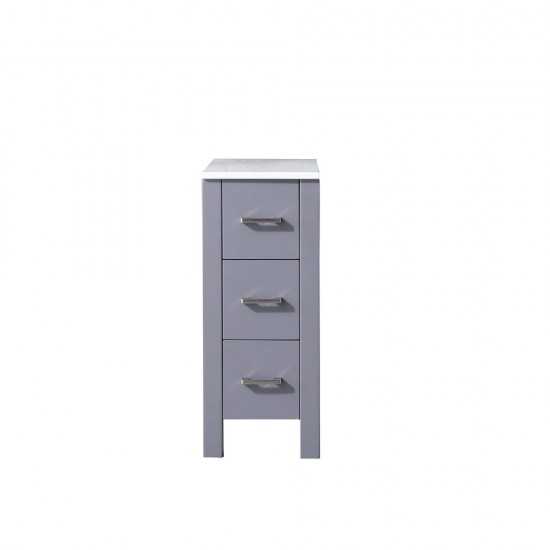 Volez 12" Dark Grey Side Cabinet, Phoenix Stone Top