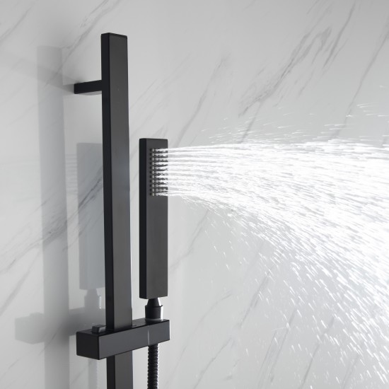 Cero Set, 8" Square Rain Shower and Handheld, Matte Black