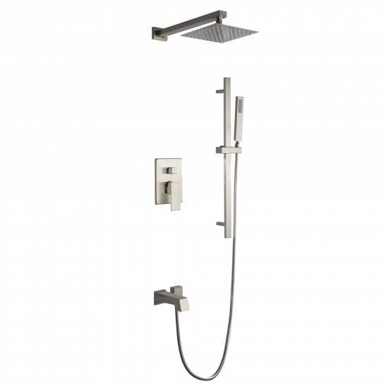 Cero Set, 8" Square Rain Shower and Handheld, Brushed Nickel