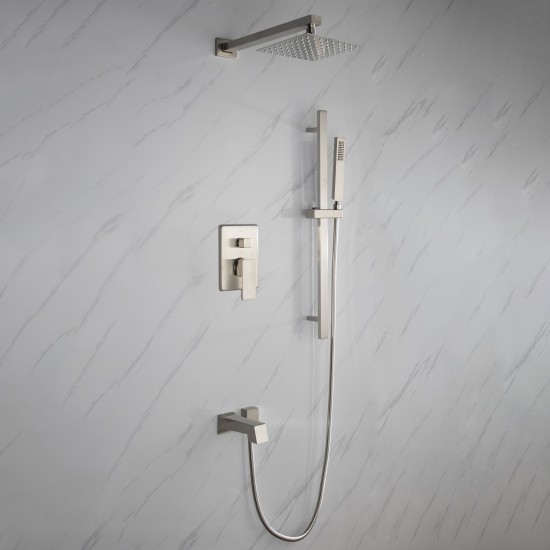 Cero Set, 8" Square Rain Shower and Handheld, Brushed Nickel