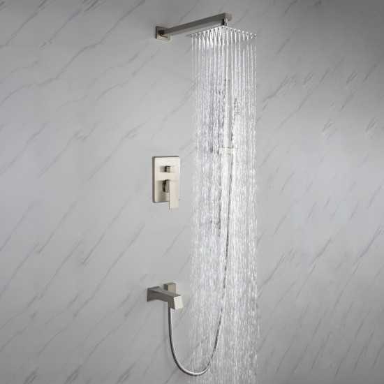 Cero Set, 8" Square Rain Shower and Handheld, Brushed Nickel