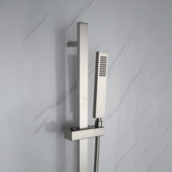 Cero Set, 8" Square Rain Shower and Handheld, Brushed Nickel