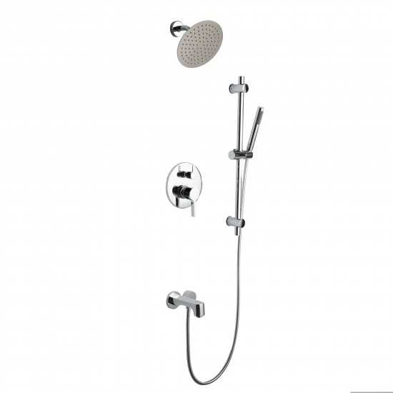Luviah Set, 8" Round Rain Shower and Handheld, Chrome