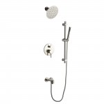 Luviah Set, 8" Round Rain Shower and Handheld, Brushed Nickel