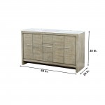 Lafarre 60" Rustic Acacia Double Bathroom Vanity, White Quartz Top, and White Square Sinks