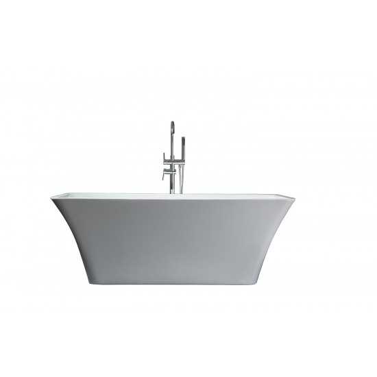 Vinter 59" Free Standing Acrylic Bathtub w/ Chrome Drain