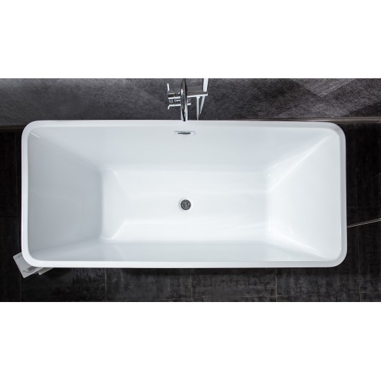 Vinter 67" Free Standing Acrylic Bathtub w/ Chrome Drain