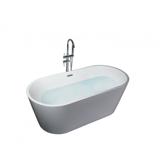 Melina 59" Free Standing Acrylic Bathtub w/ Chrome Drain