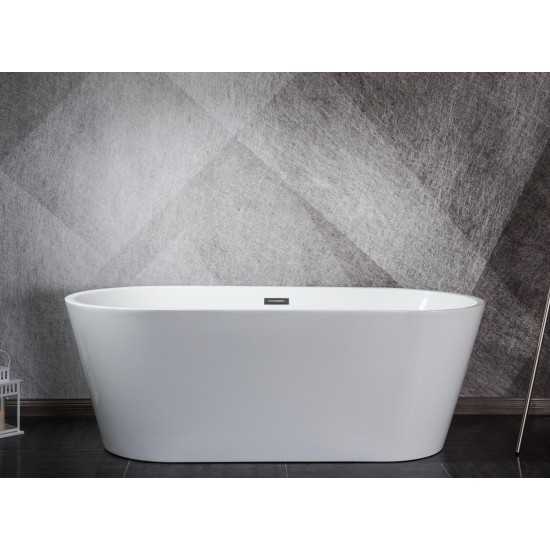 Melina 63" Free Standing Acrylic Bathtub w/ Chrome Drain