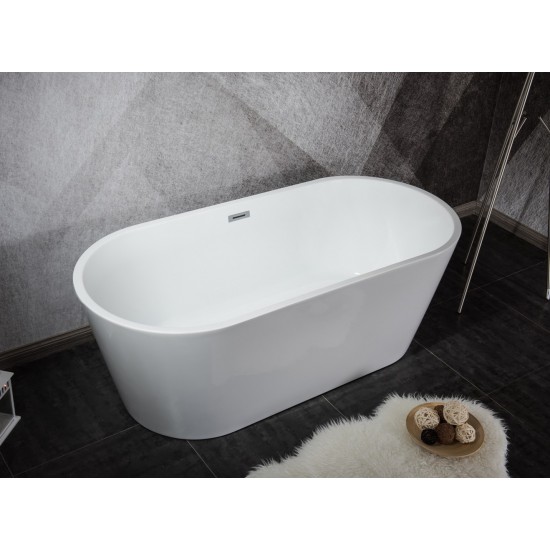 Melina 63" Free Standing Acrylic Bathtub w/ Chrome Drain