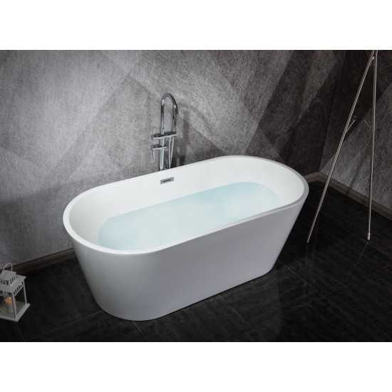 Melina 63" Free Standing Acrylic Bathtub w/ Chrome Drain