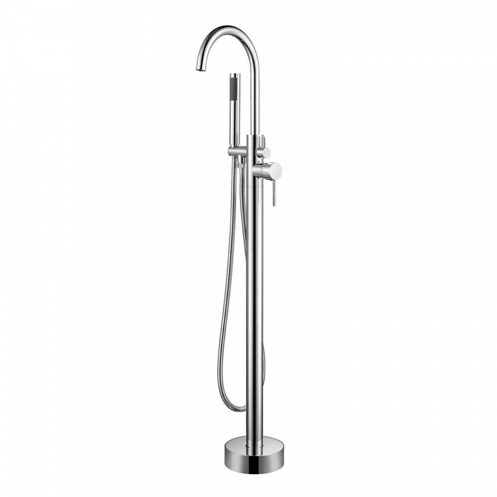 Lago Free Standing Bathtub Filler/Faucet w/ Handheld Showerwand - Chrome