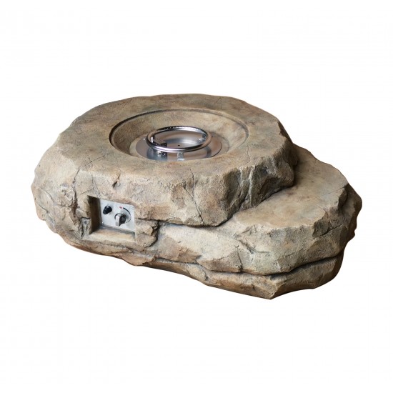 Kivi Outdoor Rock Textured Gas Fire Pit w/ Round Burner Kit