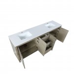 Lafarre 80" Rustic Acacia Double Bathroom Vanity, White Quartz Top, and White Square Sinks