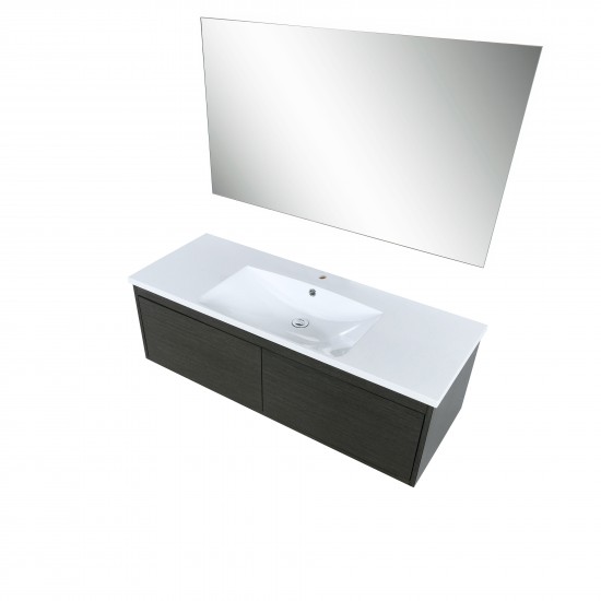 Sant 48" Iron Charcoal Bathroom Vanity, Acrylic Composite Top with Integrated Sink, and 43" Frameless Mirror