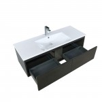 Sant 48" Iron Charcoal Bathroom Vanity, Acrylic Composite Top with Integrated Sink, and Monte Chrome Faucet Set