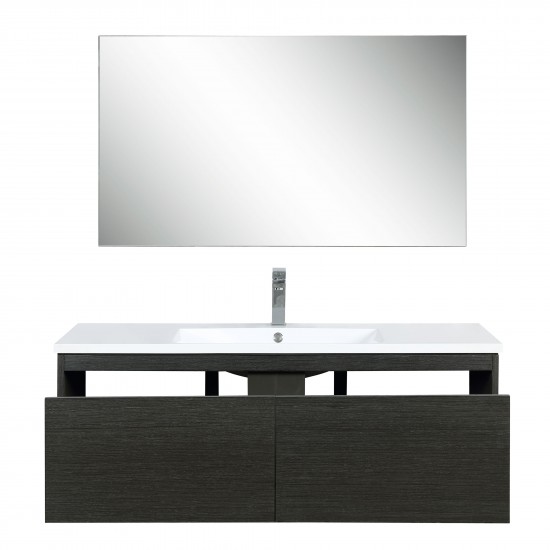 Sant 48" Iron Charcoal Vanity, Acrylic Composite Top with Integrated Sink, Monte Chrome Faucet Set, and 43" Frameless Mirror