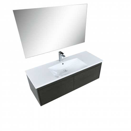 Sant 48" Iron Charcoal Vanity, Acrylic Composite Top with Integrated Sink, Monte Chrome Faucet Set, and 43" Frameless Mirror