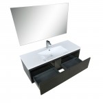 Sant 48" Iron Charcoal Vanity, Acrylic Composite Top with Integrated Sink, Monte Chrome Faucet Set, and 43" Frameless Mirror