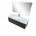 Sant 48" Iron Charcoal Vanity, Acrylic Composite Top with Integrated Sink, Monte Chrome Faucet Set, and 43" Frameless Mirror