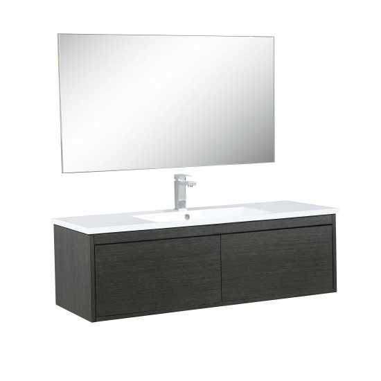 Sant 48" Iron Charcoal Vanity, Acrylic Composite Top with Integrated Sink, Monte Chrome Faucet Set, and 43" Frameless Mirror