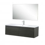 Sant 48" Iron Charcoal Vanity, Acrylic Composite Top with Integrated Sink, Monte Chrome Faucet Set, and 43" Frameless Mirror