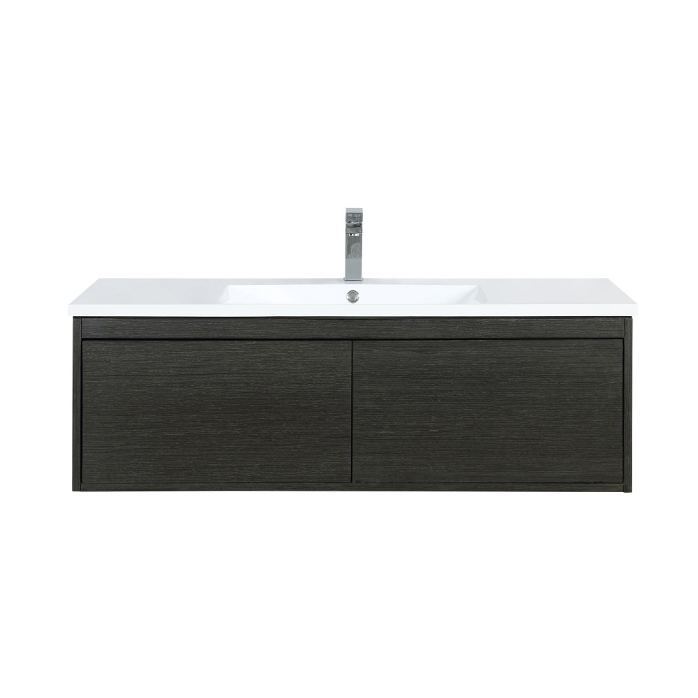 Sant 48" Iron Charcoal Bathroom Vanity, Acrylic Composite Top with Integrated Sink, and Labaro Brushed Nickel Faucet Set