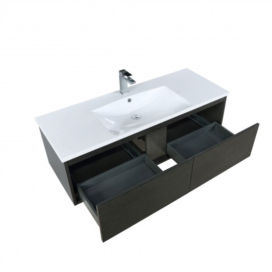 Sant 48" Iron Charcoal Bathroom Vanity, Acrylic Composite Top with Integrated Sink, and Labaro Brushed Nickel Faucet Set