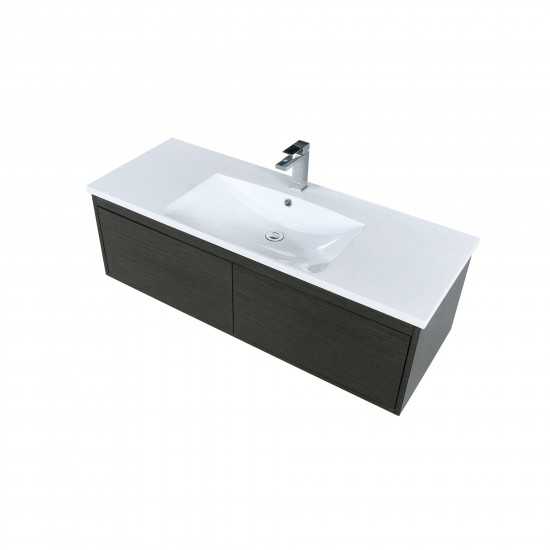 Sant 48" Iron Charcoal Bathroom Vanity, Acrylic Composite Top with Integrated Sink, and Labaro Brushed Nickel Faucet Set