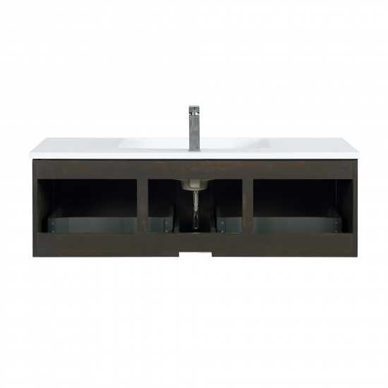 Sant 48" Iron Charcoal Bathroom Vanity, Acrylic Composite Top with Integrated Sink, and Labaro Brushed Nickel Faucet Set