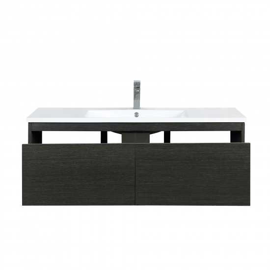 Sant 48" Iron Charcoal Bathroom Vanity, Acrylic Composite Top with Integrated Sink, and Labaro Rose Gold Faucet Set