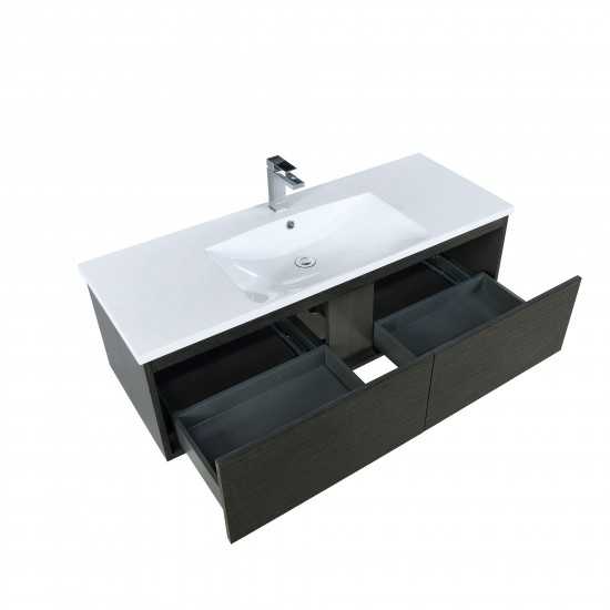 Sant 48" Iron Charcoal Bathroom Vanity, Acrylic Composite Top with Integrated Sink, and Labaro Rose Gold Faucet Set