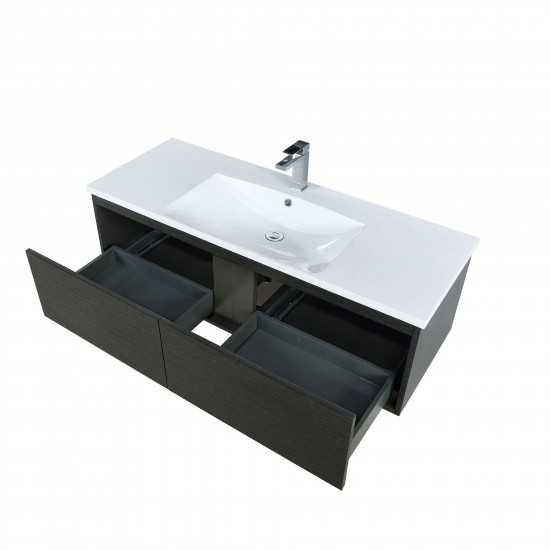 Sant 48" Iron Charcoal Bathroom Vanity, Acrylic Composite Top with Integrated Sink, and Labaro Rose Gold Faucet Set