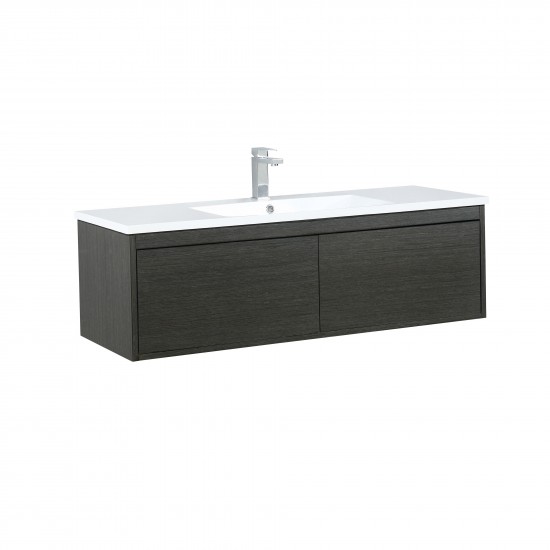 Sant 48" Iron Charcoal Bathroom Vanity, Acrylic Composite Top with Integrated Sink, and Labaro Rose Gold Faucet Set