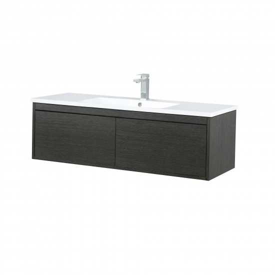 Sant 48" Iron Charcoal Bathroom Vanity, Acrylic Composite Top with Integrated Sink, and Labaro Rose Gold Faucet Set