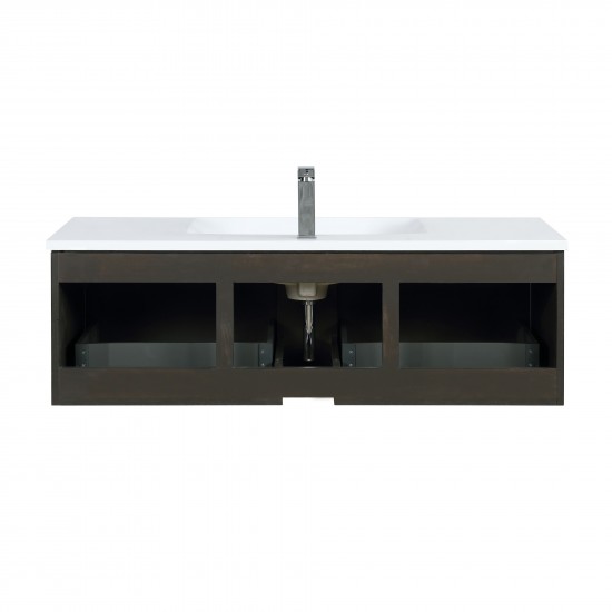 Sant 48" Iron Charcoal Bathroom Vanity, Acrylic Composite Top with Integrated Sink, and Labaro Rose Gold Faucet Set