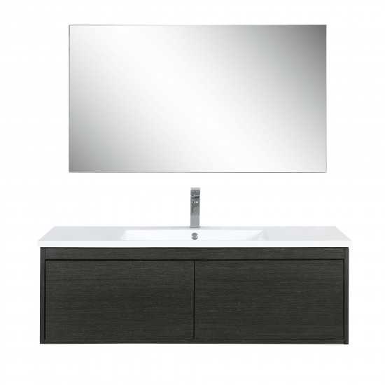 Sant 48" Iron Charcoal Vanity, Acrylic Composite Top with Integrated Sink, Balzani Gun Metal Faucet Set, and 43" Mirror